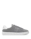 Versace Men's Embroidered La Greca Suede Sneakers In Gray