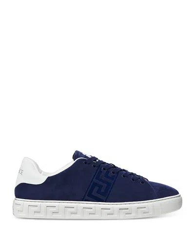 Versace Suede Greca Sneakers In Blue