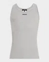 Versace Men's Embroidered Logo Tank Top In Gray