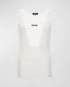 Versace Men's Embroidered Logo Tank Top In White