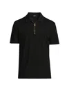 Versace Men's Embroidered Quarter-zip Polo Shirt In Black