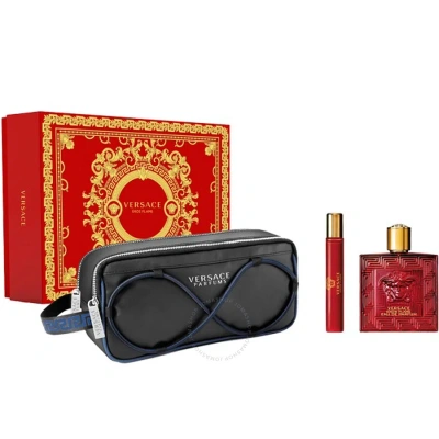 Versace Men's Eros Flame Gift Set Fragrances 8011003885251 In Black / Lemon