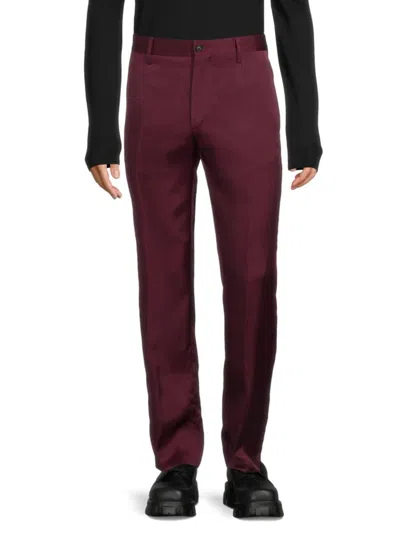 Versace Men's Formal Skinny Fit Silk Blend Dress Pants In Dark Red