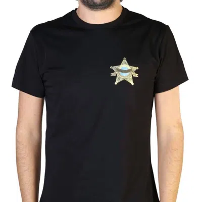 Versace Men's Gold Star Logo Short Sleeve Crew Neck T-shirt In Black