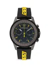 Versace Greca Action Chrono Silicone Watch In Black