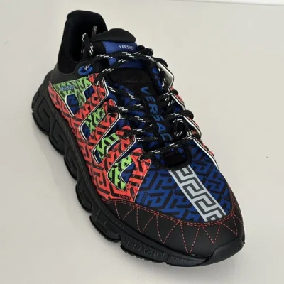 Pre-owned Versace Men's Greca Chain Reaction Sneakers Black 13 (46 Euro) It Dsu8094 It In Multicolor