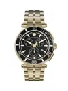 VERSACE MEN'S GRECA CHRONO 45MM IP GOLDTONE STAINLESS STEEL BRACELET WATCH