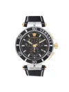 VERSACE MEN'S GRECA CHRONO 45MM STAINLESS STEEL & LEATHER STRAP WATCH