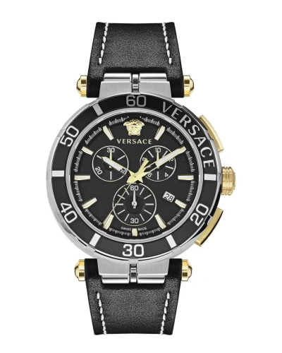 Versace Men's Greca Chrono Watch In Black