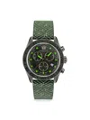 Versace Men's Greca Dome Chrono 43mm Ip Gunmetal Tone Stainless Steel & Leather Strap Watch In Gunmetal