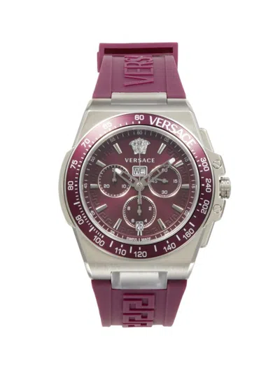 Versace Men's Greca Extreme Chrono Stainless Steel & Silicone-strap Watch/45mm In Wine