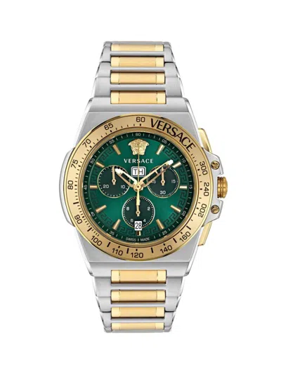 Versace Men's Swiss Chronograph Greca Extreme Two-tone Stainless Steel Bracelet Watch 45mm In Two Tone