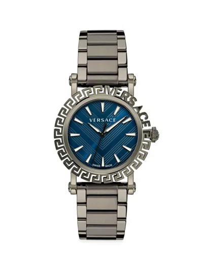 Versace Men's Greca Glam Ip Gunmetal Bracelet Watch, 40mm