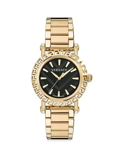 Versace Men's Greca Glam 40mm Ip Goldtone Stainless Steel Bracelet Watch In Yellow Gold