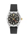 Versace Greca Time Gmt Watch In Stainless Steel