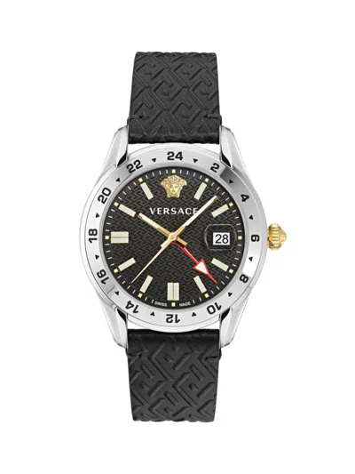 VERSACE MEN'S GRECA GMT TWO-TONE STAINLESS STEEL & LEATHER WATCH/41MM