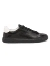 Versace Black Leather Greca Sneakers With White Heel Tab