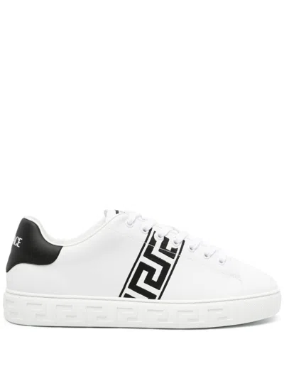 VERSACE VERSACE MEN GRECA LEATHER SNEAKERS