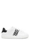 Versace White White Black Greca Embroidered Sneakers In White