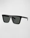 Versace Men's Greca Logo Nylon Square Sunglasses In Black