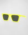 Versace Men's Greca Logo Nylon Square Sunglasses In Yellow