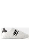 Versace White White Black Greca Embroidered Sneakers In White