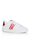 Versace Barocco Greca Jacquard Low Top Sneaker In White Lipstick Red