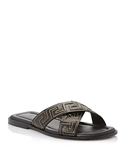 VERSACE MEN'S GRECA RAISED KEY STRAP SANDALS