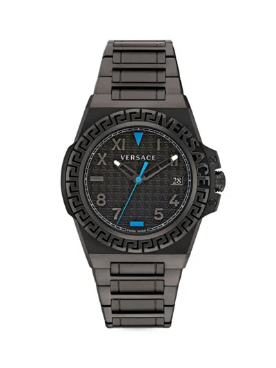Versace Men's Greca Reaction 44mm Ip Black Stainless Steel Bracelet Watch