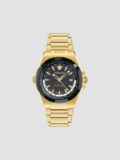 Versace Montre Greca Reaction Gmt In Gold