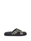 Versace Greca Sandals In Black