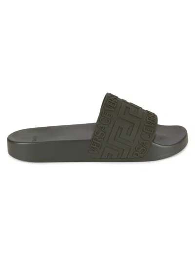 Versace Men's Greca Slides In Khaki