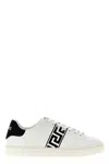 Versace White White Black Greca Embroidered Sneakers In Multicolor