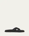 Versace Greca Jacquard Flat Slides In Black
