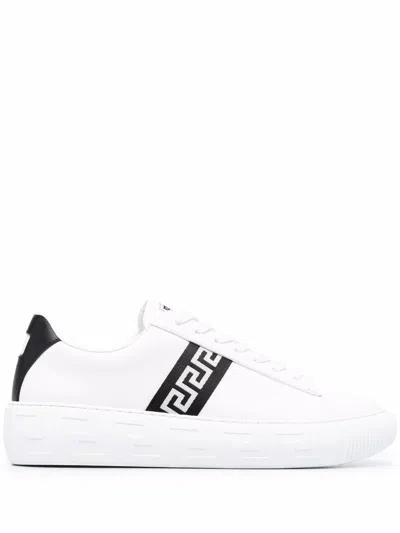 Versace Men's Greek Low-top Sneakers With  Details In White