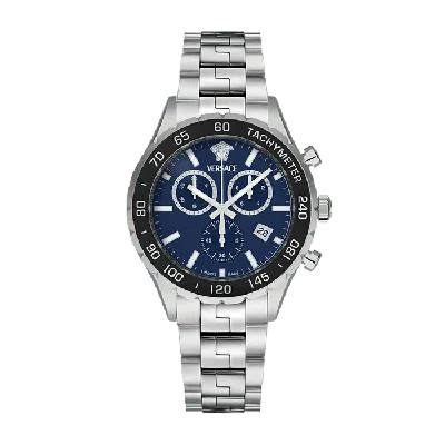 Versace Men's Hellenyium 43mm Quartz Watch In Silver