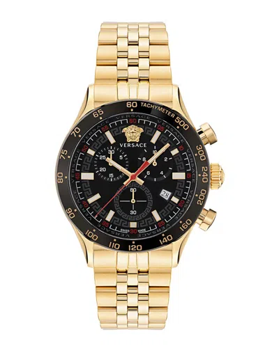 Versace Hellenyium Chrono Bracelet Watch In Black