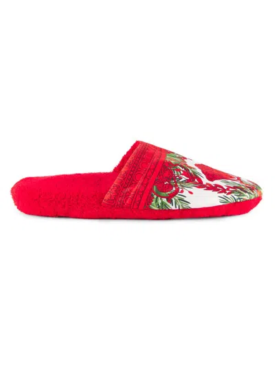 Versace Men's I Love Baroque Medusa Slippers In Red