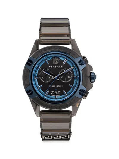 Versace Men's Icon Active 44mm Polycarbonate & Silicone Strap Chronograph Watch In Black