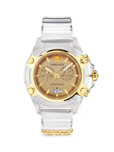 Versace Men's Icon Active 44mm Polycarbonate & Silicone Strap Chronograph Watch In Gold
