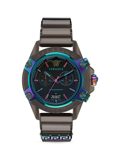 Versace Men's Icon Active 44mm Polycarbonate Chronograph Bracelet Watch In Black