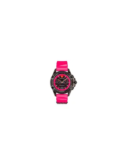 Versace Icon Active Chronograph Watch In Black Pink