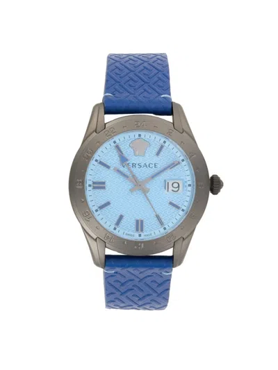 Versace Men's Ip Gunmetal Tone Stainless Steel & Leather Strap Watch/41mm