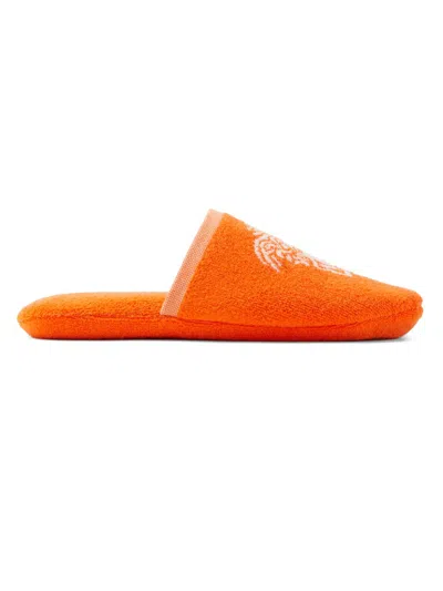 Versace Men's Jacquard Medusa Terry Cotton Bath Slippers In Orange