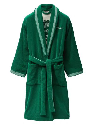 Versace Men's Jacquard Medusa Terry Robe In Green