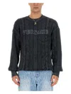 Versace Knit With Greek Braid Work In Grey