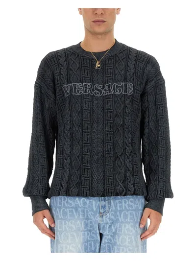 VERSACE MEN'S KNIT WITH GREEK BRAID WORK