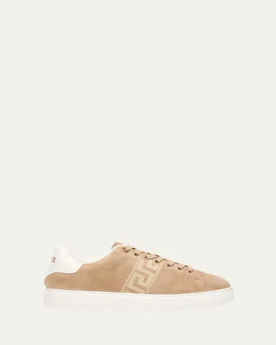 Versace Men's La Greca Greek Key Suede Low-top Sneakers