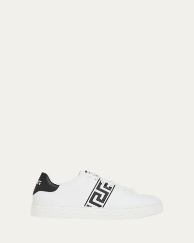 VERSACE MEN'S LA GRECA LEATHER LOW-TOP SNEAKERS