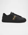 Versace Studded Greca Low-top Sneakers In Black  Gold